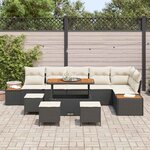 vidaXL Ensemble de canapé de jardin 10 Pièces Noir Poly rotin