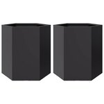 vidaXL Jardinières 2 Pièces noir hexagone 46x40x45 cm acier