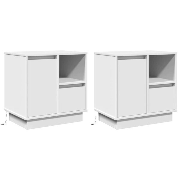 vidaXL Cabinets de chevet avec LED 2 Pièces Blanc 50x34 5x50 cm