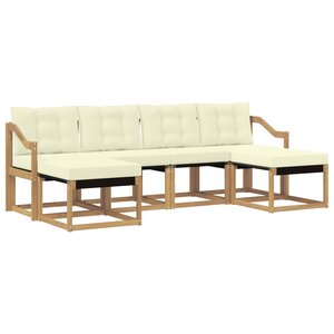 vidaXL Ensemble de canapés d'extérieur 6 pc Blanc et crème