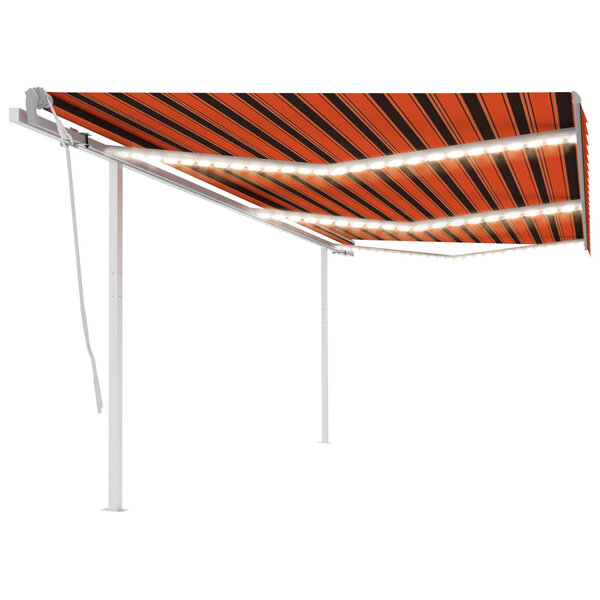 vidaXL Auvent manuel rétractable avec LED 6x3 5 m Orange et marron