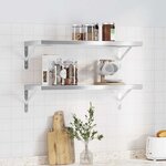vidaXL Étagères murales 2 Pièces 75x30x3 cm argenté acier inoxydable