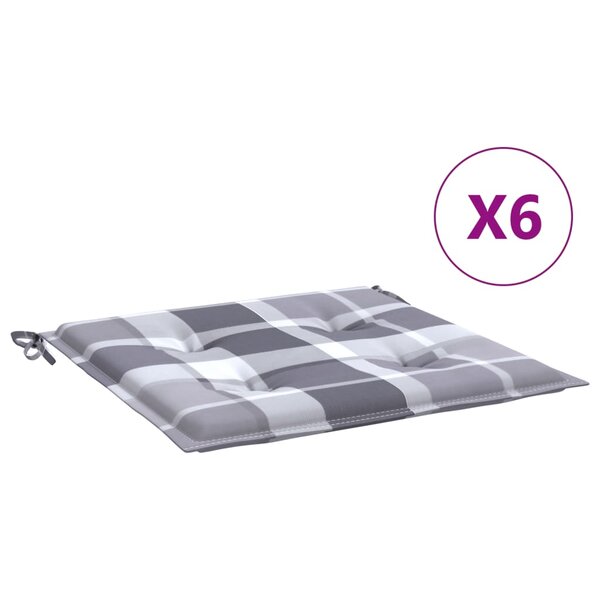 vidaXL Coussins de chaise de jardin lot de 6 carreaux gris 50x50x3 cm