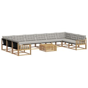 vidaXL Ensemble de canapés d'extérieur 11 pc Blanc et gris clair