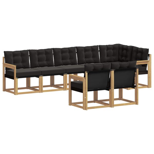 vidaXL Ensemble de canapés d'extérieur 8 Pièces Blanc et noir