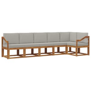 vidaXL Ensemble de canapés d'extérieur 6 Pièces Gris Naturel et Clair
