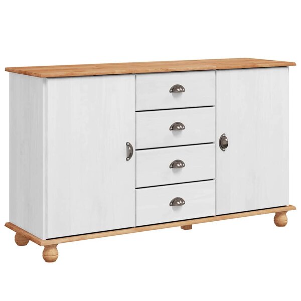 vidaXL Buffet ASKIM Blanc 133 5 x 40 x 79 cm Bois massif en pin