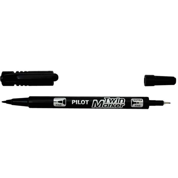 Marqueur twin marker begreen indélibile noire 2 pointes ogives fine et moyenne x 10 pilot