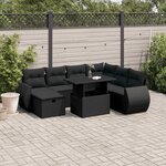 vidaXL Salon de jardin 8 Pièces avec coussins noir résine tressée