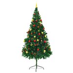 vidaXL Arbre de Noël artificiel pré-éclairé avec boules vert 210 cm