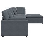 vidaXL Canapé modulaire et repose-pieds et coussins velours gris foncé