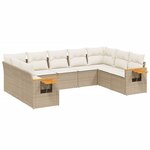 vidaXL Salon de jardin avec coussins 9 Pièces beige résine tressée