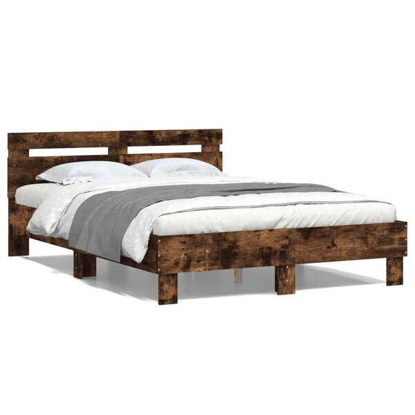 vidaXL Cadre de lit sans matelas chêne fumé 135x190 cm