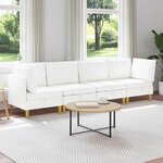 vidaXL Canapé modulaire avec rangement 4 Pièces Blanc Tissu