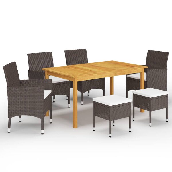 vidaXL Ensemble de salle à manger de jardin 7 Pièces Marron