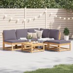 vidaXL Salon de jardin 6 Pièces avec coussins bois d'acacia solide
