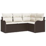 vidaXL Ensemble de canapé de jardin 4 Pièces Marron polyrotin