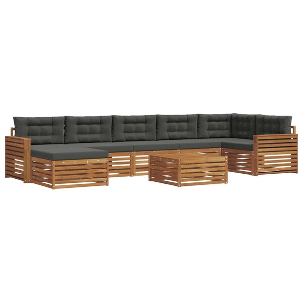 vidaXL Ensemble de canapés d'extérieur 8 pc Naturel et Anthracite