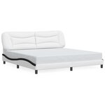 vidaXL Cadre de lit sans matelas Hvar blanc et noir 200x200 cm similicuir