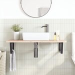 vidaXL Étagère de vasque murale acier et bois massif de hêtre