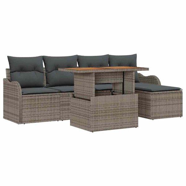 vidaXL Ensemble de canapé de jardin avec coussin 6 Pièces Gris polyrotin
