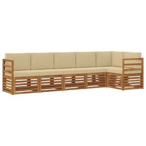 vidaXL Ensemble de canapé d'angle avec coussin 6 Pièces Naturel et Beige