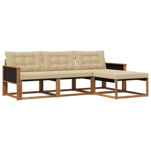 vidaXL Ensemble de canapés d'extérieur 4 pc Naturel et Beige