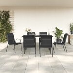 vidaXL Ensemble à manger de jardin 7 Pièces noir textilène et acier