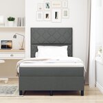 vidaXL Lit à ressorts avec matelas et LED  gris foncé  120 x 190 cm  tissu