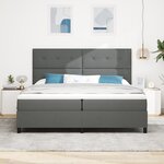 vidaXL Lit à ressorts avec matelas et LED - Gris foncé 200 x 200 cm Tissu