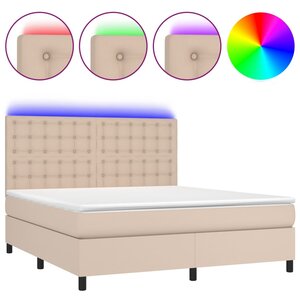 vidaXL Sommier à lattes de lit avec matelas LED Cappuccino 180x200 cm