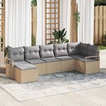 vidaXL Ensemble de canapé de jardin 7 Pièces Beige  Gris clair