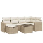vidaXL Salon de jardin avec coussins 7 Pièces beige résine tressée
