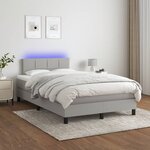 vidaXL Sommier à lattes de lit matelas LED gris clair 120x190 cm tissu