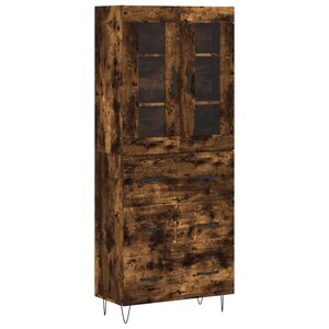 vidaXL Buffet haut Chêne fumé 69 5x34x180 cm Bois d'ingénierie