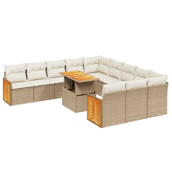 vidaXL Salon de jardin 11 Pièces avec coussins beige résine tressée