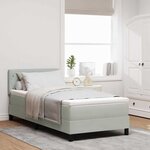 vidaXL Lit à ressort LED avec matelas Gris clair 100 x 200 cm Velours