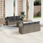 vidaXL Salon de jardin avec coussins 7 Pièces gris résine tressée