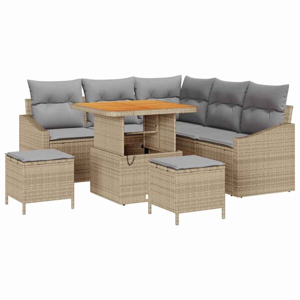 vidaXL Ensemble de canapé de jardin 8 Pièces Beige Poly rotin