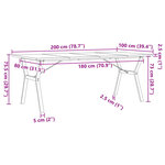 vidaXL Table à manger cadre en Y 200x100x75 5 cm bois pin massif fonte
