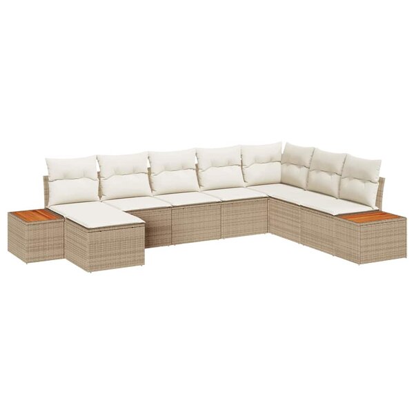 vidaXL Ensemble de canapé de jardin 8 Pièces Beige Poly rotin