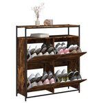 vidaXL Armoire à chaussures 4 tiroirs rabattables chêne fumé