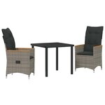 vidaXL Ensemble de salle à manger pour jardin 3 Pièces Gris Poly rotin