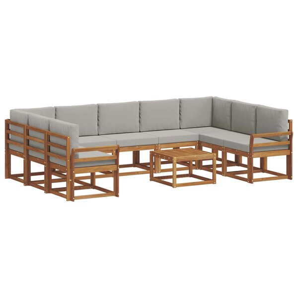 vidaXL Ensemble de canapés d'extérieur 10 pc Gris Naturel et Clair