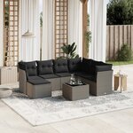 vidaXL Salon de jardin 8 Pièces avec coussins gris clair résine tressée