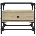 vidaXL Table basse et dessus en verre chêne sonoma 50x50x45 cm acier