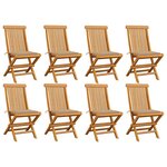vidaXL Chaises de jardin et coussins beige lot de 8 Bois teck massif