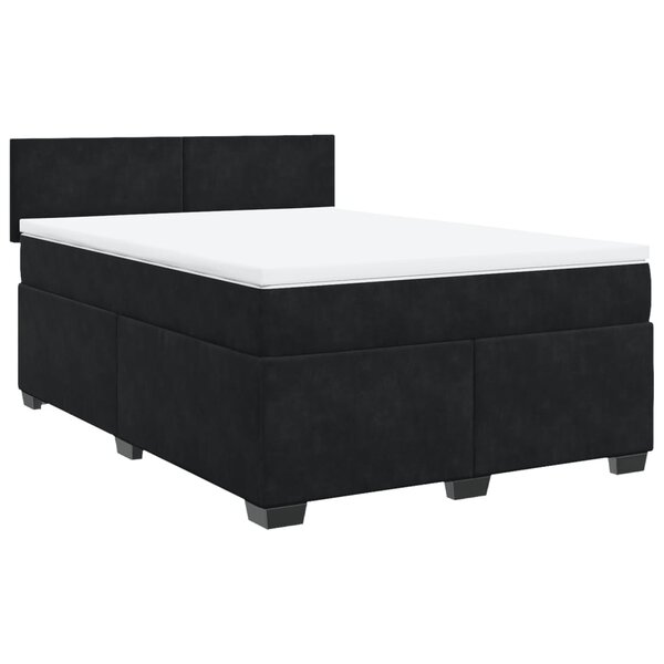 vidaXL Sommier à lattes de lit avec matelas Noir 140x200 cm Velours