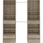 Kit dressing 2 colonnes + 2 penderies + 6 tiroirs - chêne clair - 177 x 48 200 2 cm - COMBI