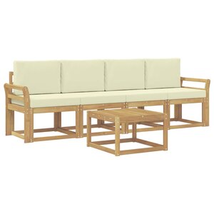 vidaXL Ensemble de canapés d'extérieur 5 pc Blanc et crème